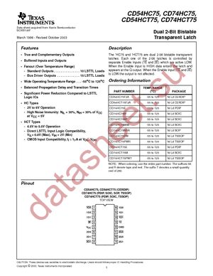 CD74HC75M96E4 datasheet  